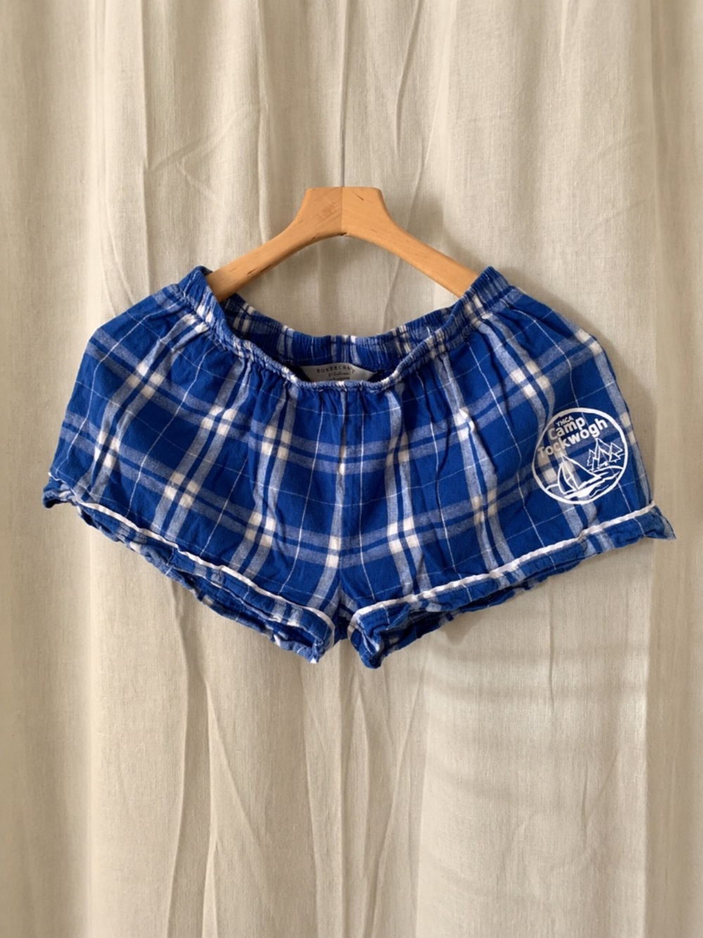Boxercraft M Blue Plaid Cotton Flannel Lounge Shorts Camp Tockwogh